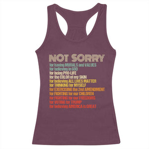 Trump Supporter Racerback Tank Top Not Sorry For Voting For Trump Believing America Is Great TS09 Maroon Print Your Wear