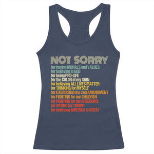 Trump Supporter Racerback Tank Top Not Sorry For Voting For Trump Believing America Is Great TS09 Navy Print Your Wear