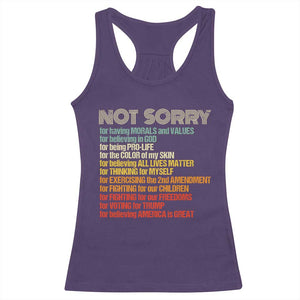 Trump Supporter Racerback Tank Top Not Sorry For Voting For Trump Believing America Is Great TS09 Purple Print Your Wear