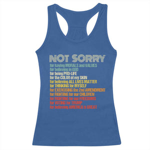 Trump Supporter Racerback Tank Top Not Sorry For Voting For Trump Believing America Is Great TS09 Royal Blue Print Your Wear