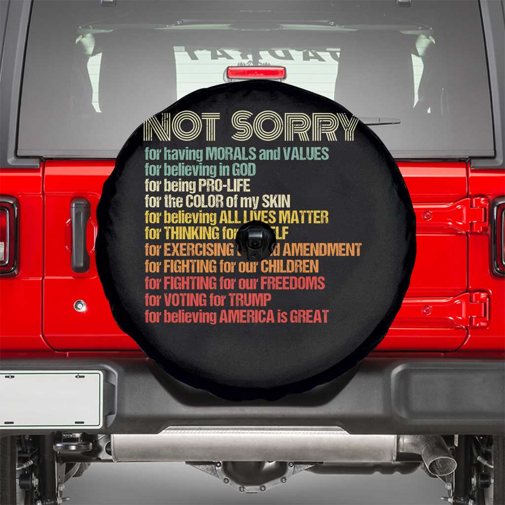 Trump Supporter Spare Tire Cover Not Sorry For Voting For Trump Believing America Is Great TS09 Black Print Your Wear