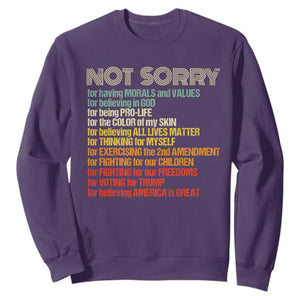 Trump Supporter Sweatshirt Not Sorry For Voting For Trump Believing America Is Great TS09 Purple Print Your Wear