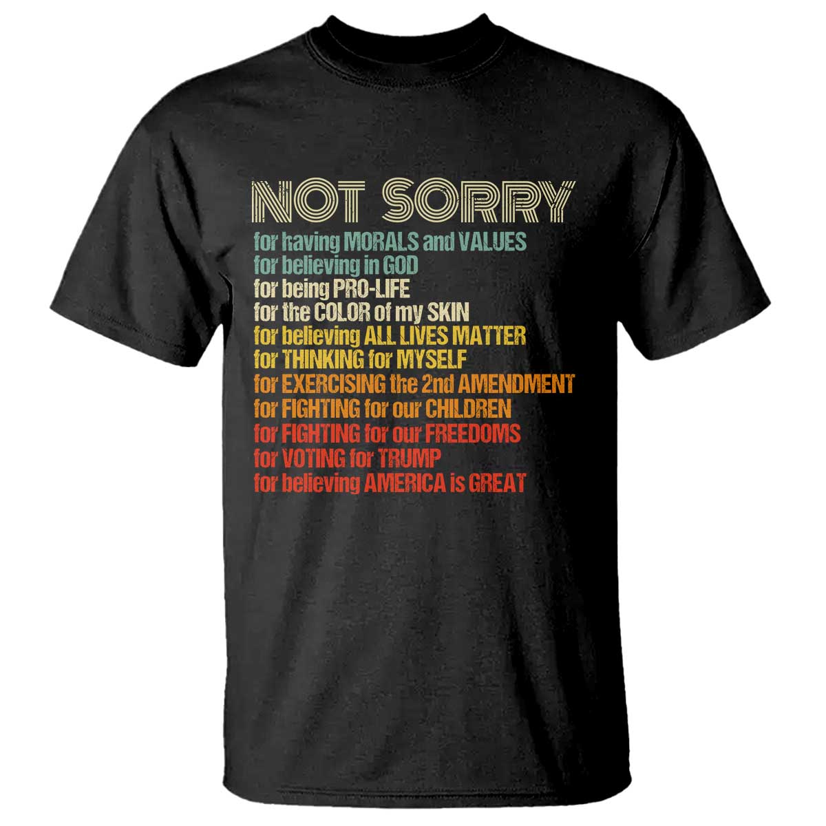 Trump Supporter T Shirt Not Sorry For Voting For Trump Believing America Is Great TS09 Black Print Your Wear