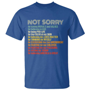 Trump Supporter T Shirt Not Sorry For Voting For Trump Believing America Is Great TS09 Royal Blue Print Your Wear