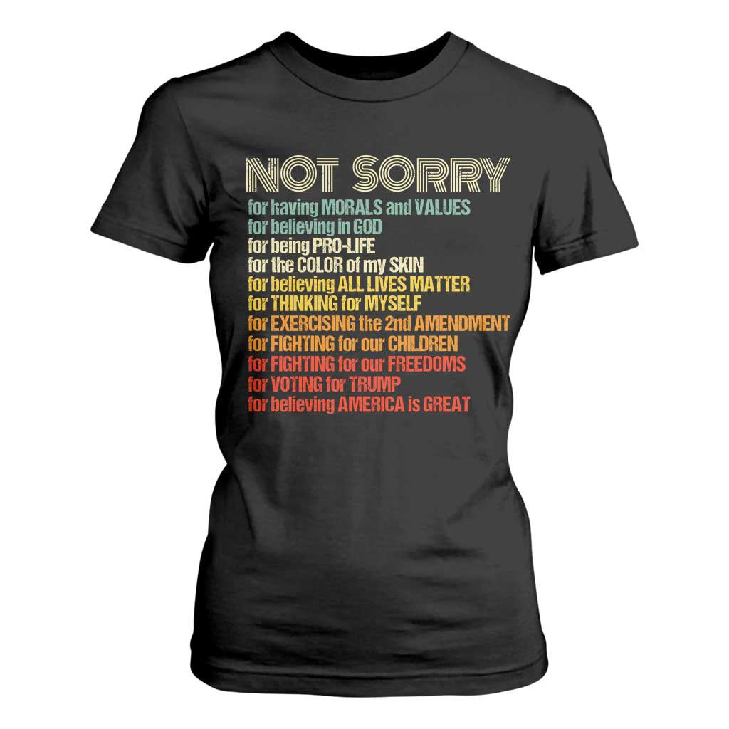 Trump Supporter T Shirt For Women Not Sorry For Voting For Trump Believing America Is Great TS09 Black Print Your Wear