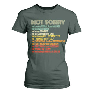 Trump Supporter T Shirt For Women Not Sorry For Voting For Trump Believing America Is Great TS09 Dark Forest Green Print Your Wear