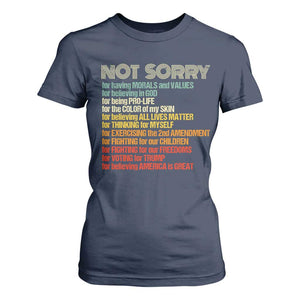 Trump Supporter T Shirt For Women Not Sorry For Voting For Trump Believing America Is Great TS09 Navy Print Your Wear