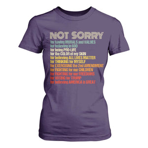 Trump Supporter T Shirt For Women Not Sorry For Voting For Trump Believing America Is Great TS09 Purple Print Your Wear