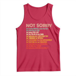 Trump Supporter Tank Top Not Sorry For Voting For Trump Believing America Is Great TS09 Red Print Your Wear