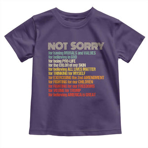 Trump Supporter Toddler T Shirt Not Sorry For Voting For Trump Believing America Is Great TS09 Purple Print Your Wear