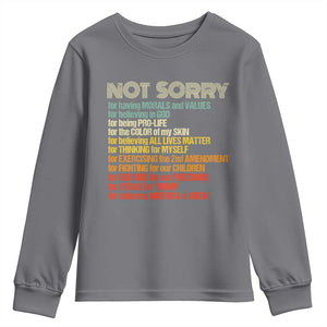 Trump Supporter Youth Sweatshirt Not Sorry For Voting For Trump Believing America Is Great TS09 Charcoal Print Your Wear