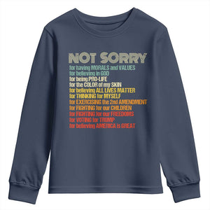 Trump Supporter Youth Sweatshirt Not Sorry For Voting For Trump Believing America Is Great TS09 Navy Print Your Wear