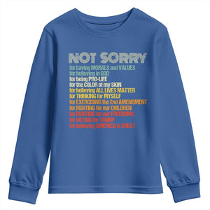 Trump Supporter Youth Sweatshirt Not Sorry For Voting For Trump Believing America Is Great TS09 Royal Blue Print Your Wear