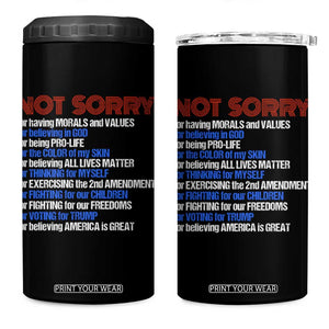 Trump Supporter 4 in 1 Can Cooler Tumbler Not Sorry For Voting For Trump For Believing America Is Great TS09 One Size: 16 oz Black Print Your Wear