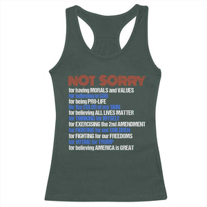 Trump Supporter Racerback Tank Top Not Sorry For Voting For Trump For Believing America Is Great TS09 Dark Forest Green Print Your Wear