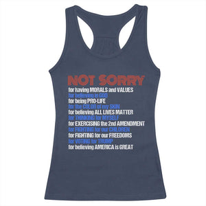 Trump Supporter Racerback Tank Top Not Sorry For Voting For Trump For Believing America Is Great TS09 Navy Print Your Wear