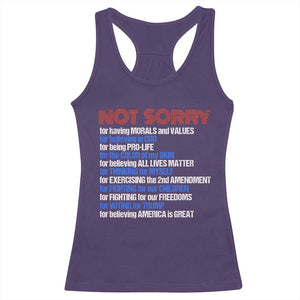 Trump Supporter Racerback Tank Top Not Sorry For Voting For Trump For Believing America Is Great TS09 Purple Print Your Wear