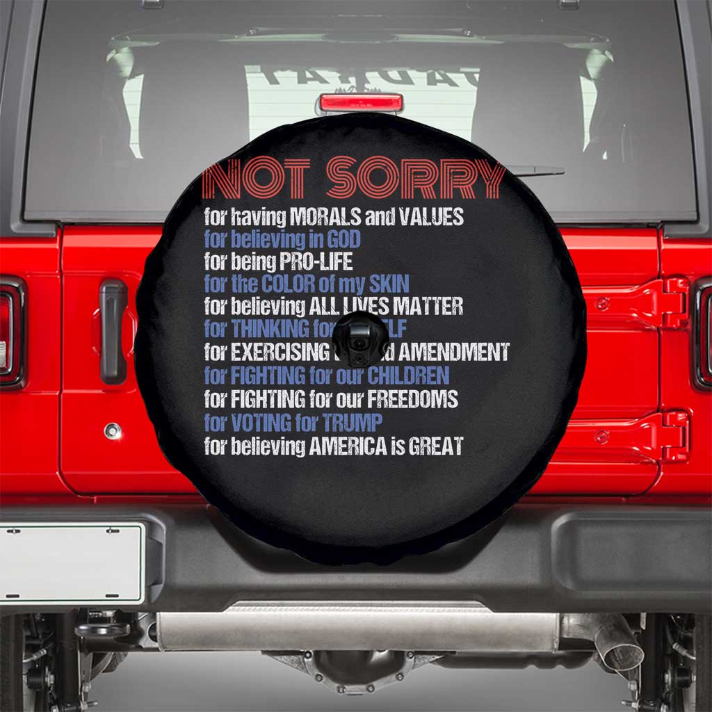 Trump Supporter Spare Tire Cover Not Sorry For Voting For Trump For Believing America Is Great TS09 Black Print Your Wear