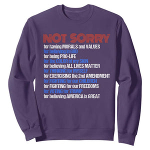 Trump Supporter Sweatshirt Not Sorry For Voting For Trump For Believing America Is Great TS09 Purple Print Your Wear