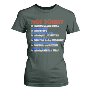 Trump Supporter T Shirt For Women Not Sorry For Voting For Trump For Believing America Is Great TS09 Dark Forest Green Print Your Wear