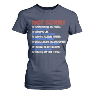 Trump Supporter T Shirt For Women Not Sorry For Voting For Trump For Believing America Is Great TS09 Navy Print Your Wear