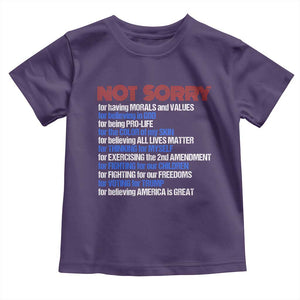 Trump Supporter Toddler T Shirt Not Sorry For Voting For Trump For Believing America Is Great TS09 Purple Print Your Wear