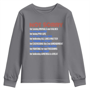 Trump Supporter Youth Sweatshirt Not Sorry For Voting For Trump For Believing America Is Great TS09 Charcoal Print Your Wear