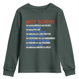 Trump Supporter Youth Sweatshirt Not Sorry For Voting For Trump For Believing America Is Great TS09 Dark Forest Green Print Your Wear