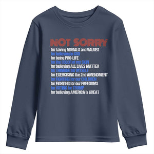 Trump Supporter Youth Sweatshirt Not Sorry For Voting For Trump For Believing America Is Great TS09 Navy Print Your Wear