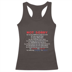 Not Sorry For Voting For Trump Believing America Is Great Racerback Tank Top Trump Supporter TS09 Dark Chocolate Print Your Wear
