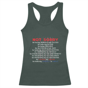 Not Sorry For Voting For Trump Believing America Is Great Racerback Tank Top Trump Supporter TS09 Dark Forest Green Print Your Wear