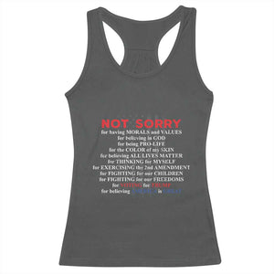 Not Sorry For Voting For Trump Believing America Is Great Racerback Tank Top Trump Supporter TS09 Dark Heather Print Your Wear