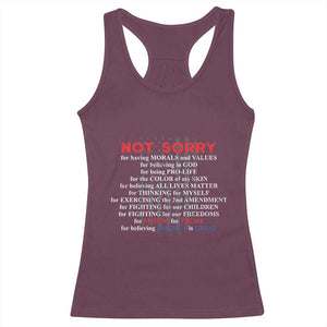 Not Sorry For Voting For Trump Believing America Is Great Racerback Tank Top Trump Supporter TS09 Maroon Print Your Wear
