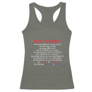 Not Sorry For Voting For Trump Believing America Is Great Racerback Tank Top Trump Supporter TS09 Military Green Print Your Wear