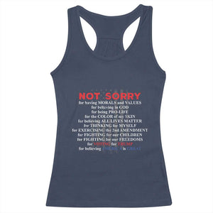 Not Sorry For Voting For Trump Believing America Is Great Racerback Tank Top Trump Supporter TS09 Navy Print Your Wear
