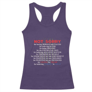 Not Sorry For Voting For Trump Believing America Is Great Racerback Tank Top Trump Supporter TS09 Purple Print Your Wear