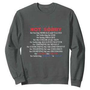 Not Sorry For Voting For Trump Believing America Is Great Sweatshirt Trump Supporter TS09 Dark Heather Print Your Wear