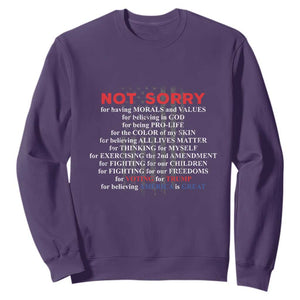 Not Sorry For Voting For Trump Believing America Is Great Sweatshirt Trump Supporter TS09 Purple Print Your Wear