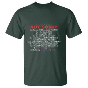 Not Sorry For Voting For Trump Believing America Is Great T Shirt Trump Supporter TS09 Dark Forest Green Print Your Wear