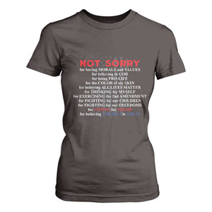 Not Sorry For Voting For Trump Believing America Is Great T Shirt For Women Trump Supporter TS09 Dark Chocolate Print Your Wear