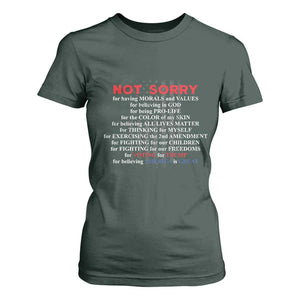 Not Sorry For Voting For Trump Believing America Is Great T Shirt For Women Trump Supporter TS09 Dark Forest Green Print Your Wear