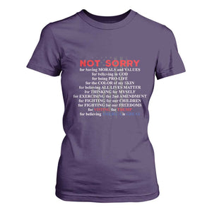 Not Sorry For Voting For Trump Believing America Is Great T Shirt For Women Trump Supporter TS09 Purple Print Your Wear
