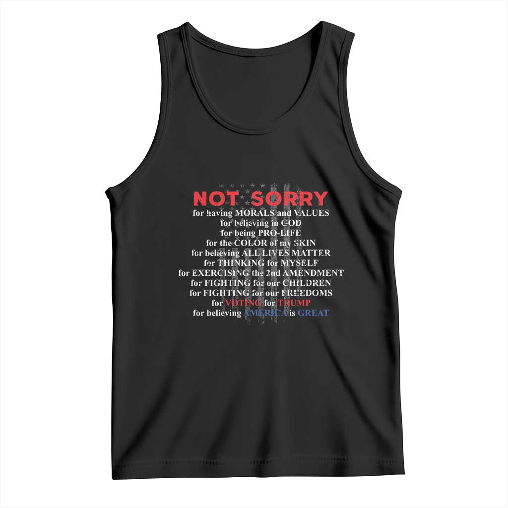 Not Sorry For Voting For Trump Believing America Is Great Tank Top Trump Supporter TS09 Black Print Your Wear