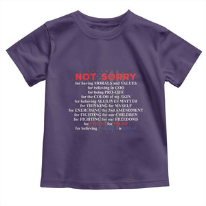 Not Sorry For Voting For Trump Believing America Is Great Toddler T Shirt Trump Supporter TS09 Purple Print Your Wear