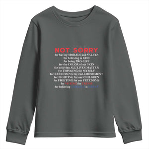 Not Sorry For Voting For Trump Believing America Is Great Youth Sweatshirt Trump Supporter TS09 Dark Heather Print Your Wear