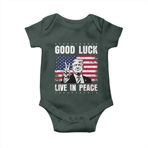 Trump 2025 Baby Onesie Good Luck Live In Peace Retro American Flag TS09 Print Your Wear