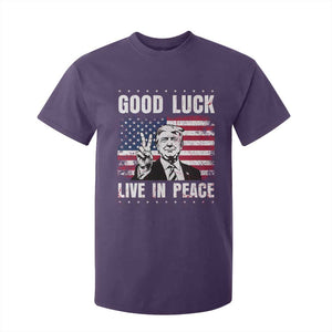 Trump 2025 T Shirt For Kid Good Luck Live In Peace Retro American Flag TS09 Purple Print Your Wear