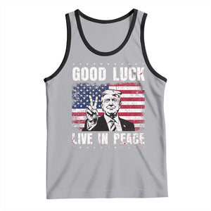 Trump 2025 Tank Top Good Luck Live In Peace Retro American Flag TS09 Athletic Heather Black Print Your Wear