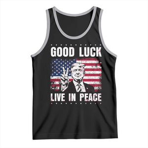Trump 2025 Tank Top Good Luck Live In Peace Retro American Flag TS09 Black Athletic Heather Print Your Wear
