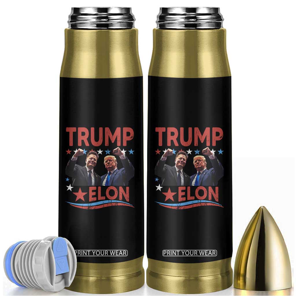 Cool Trump And Elon 2025 Bullet Tumbler TS09 Black Print Your Wear